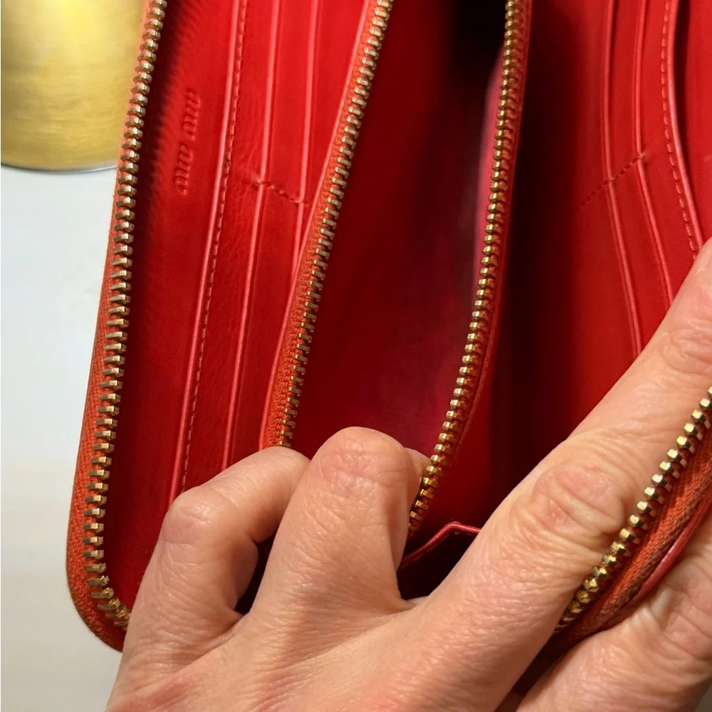 Miu Miu Bright Orange Leather Clutch